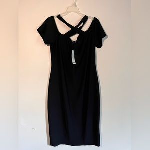 Boohoo crisscross neck dress